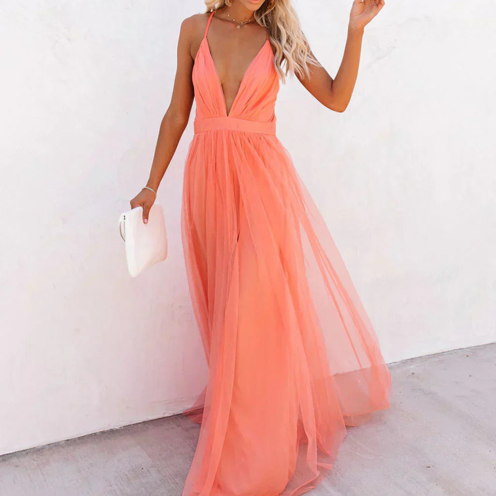 Gabriela | Koralowa Sukienka Maxi