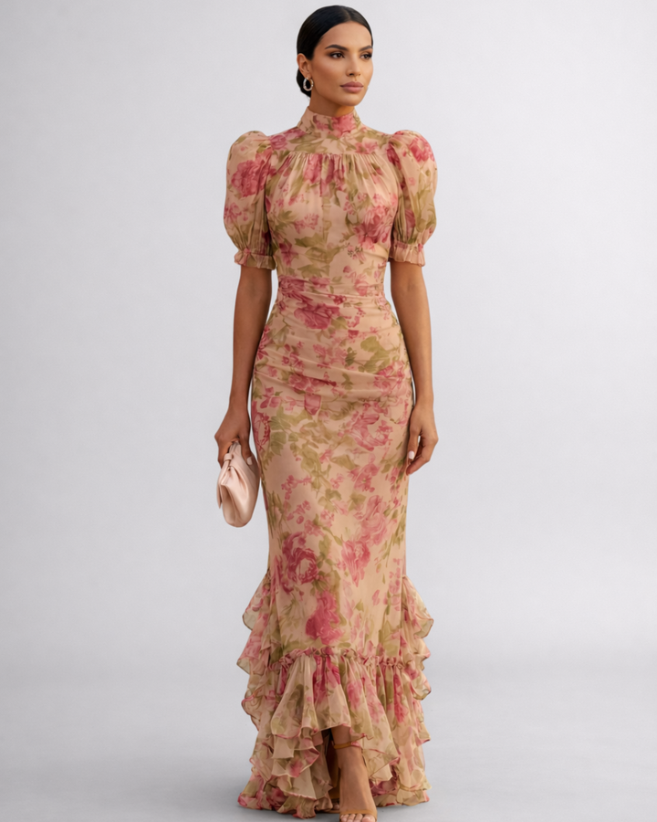 Róża | Elegancka Sukienka Maxi w Kwiaty
