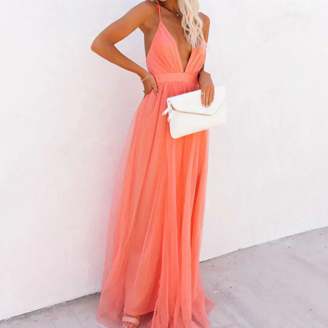 Gabriela | Koralowa Sukienka Maxi