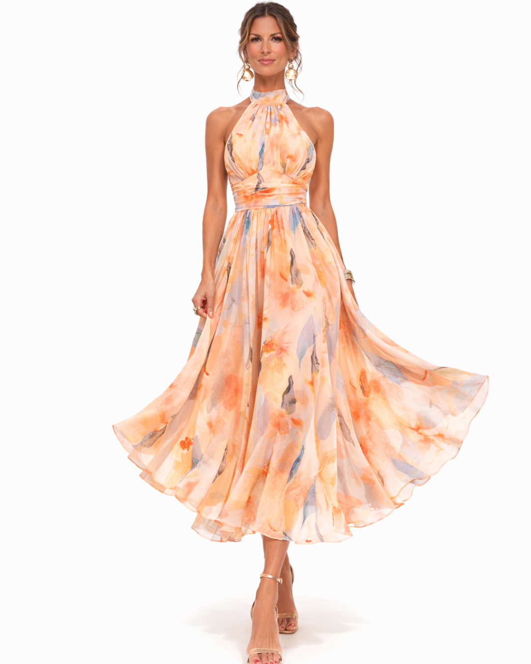 Arleta | Elegancka Sukienka Halter z Printem