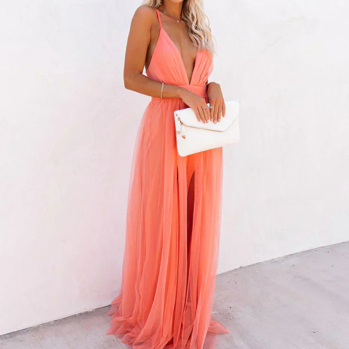 Gabriela | Koralowa Sukienka Maxi