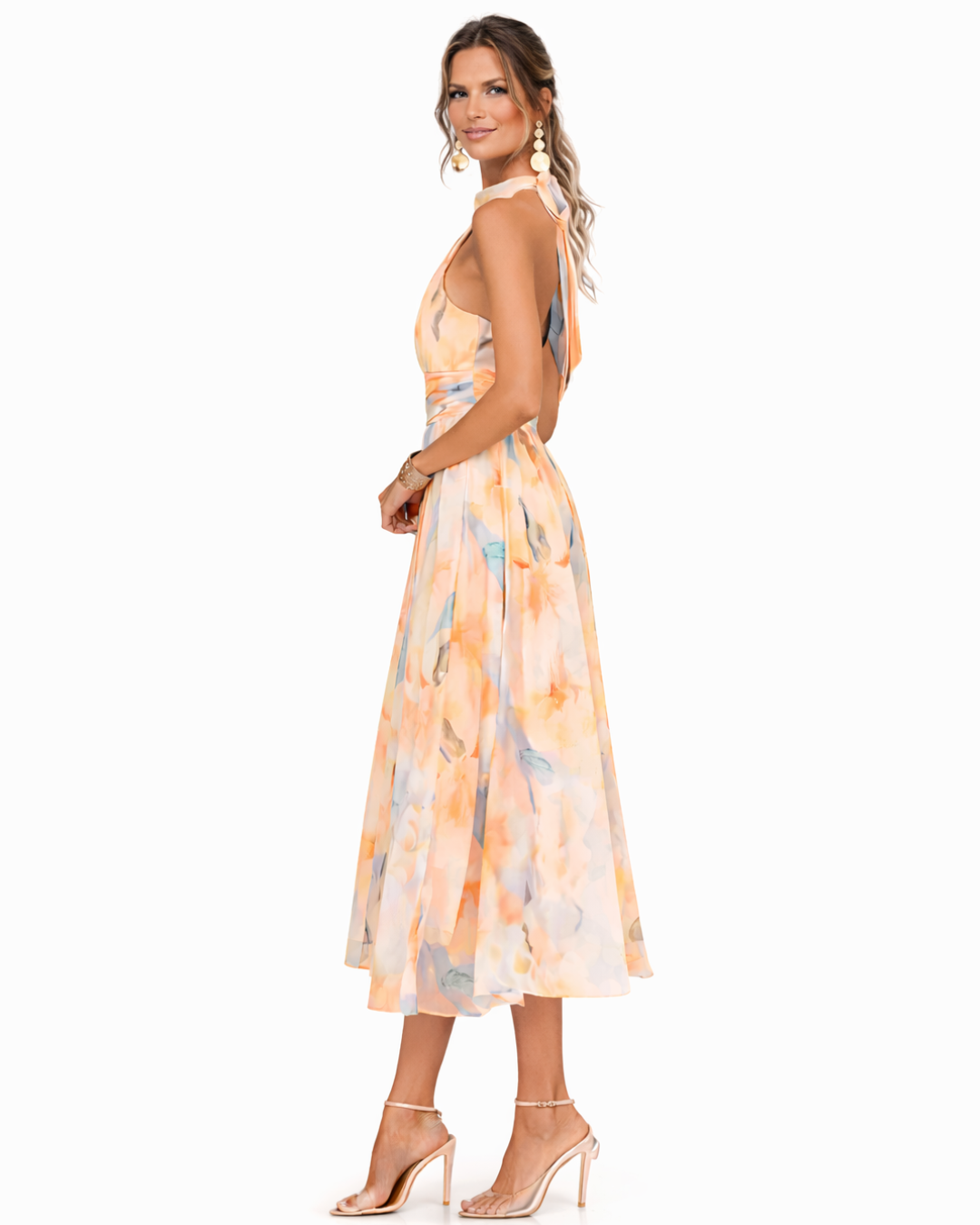 Arleta | Elegancka Sukienka Halter z Printem