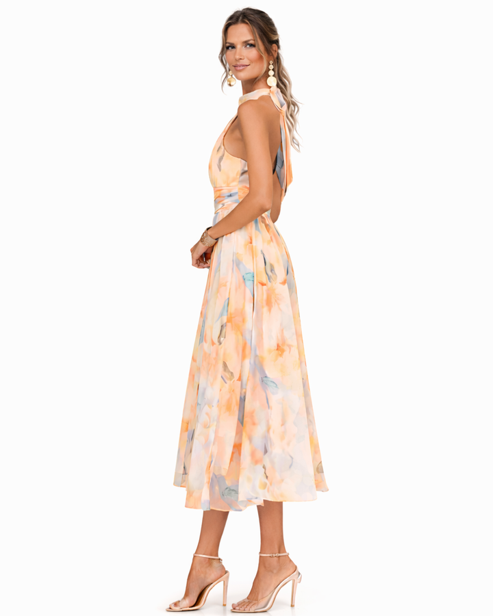 Arleta | Elegancka Sukienka Halter z Printem