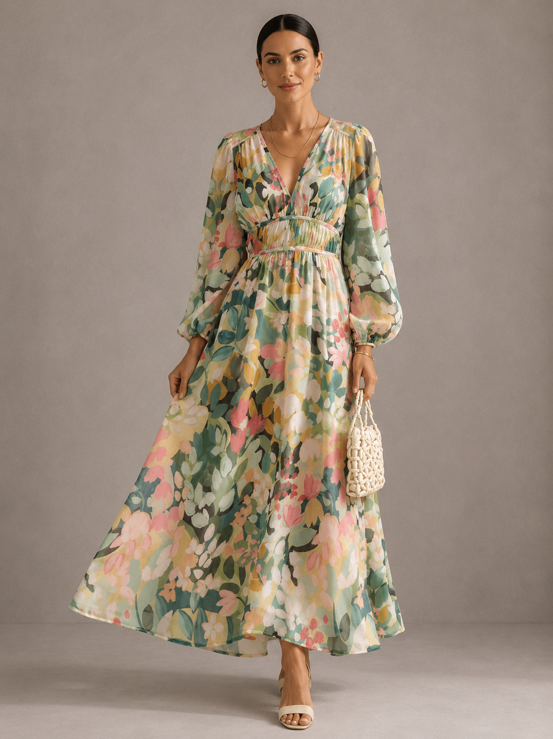 Celina | Elegancka Sukienka Damska w Kwiaty