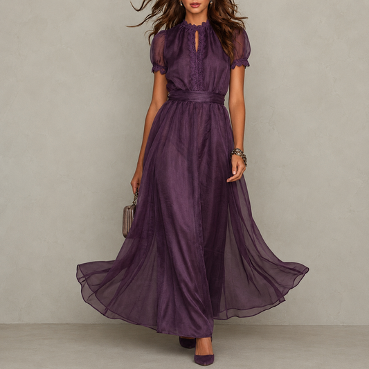 Natalia | Elegancka Sukienka Maxi z Koronkowymi Detalami