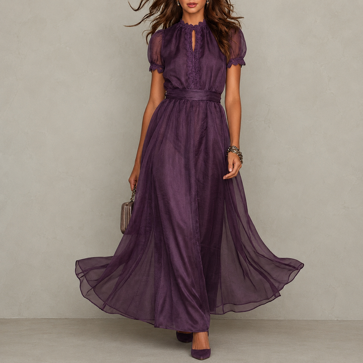 Natalia | Elegancka Sukienka Maxi z Koronkowymi Detalami