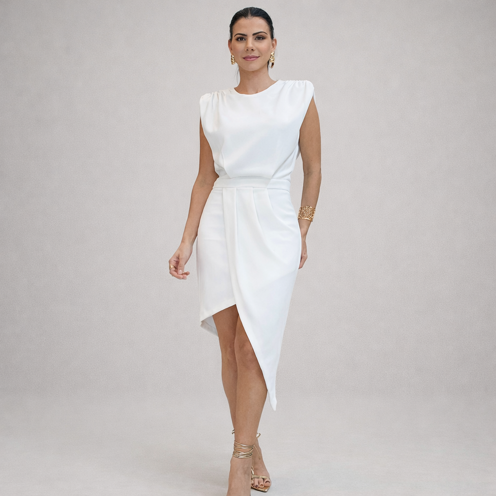 Klaudia | Elegancka Sukienka Midi z Odkrytymi Plecami