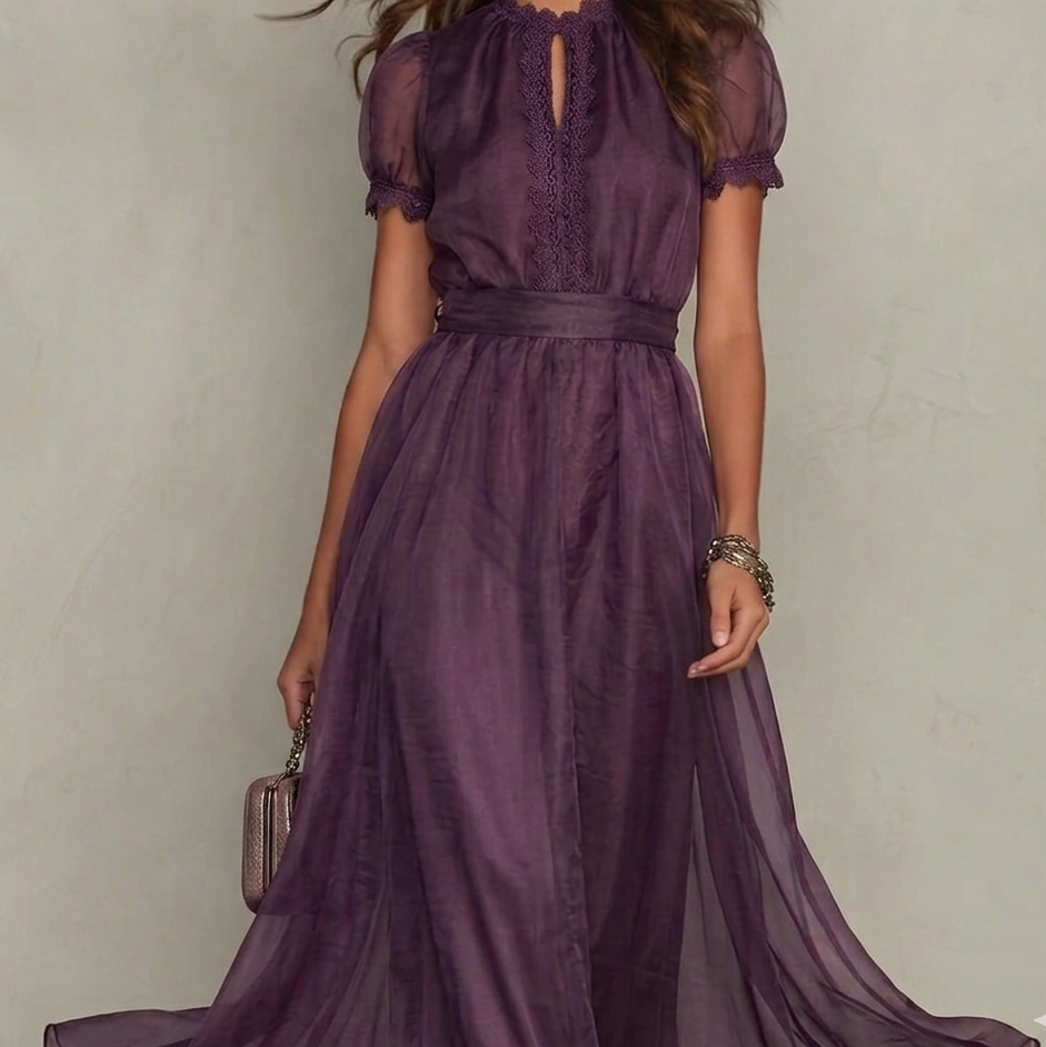 Natalia | Elegancka Sukienka Maxi z Koronkowymi Detalami