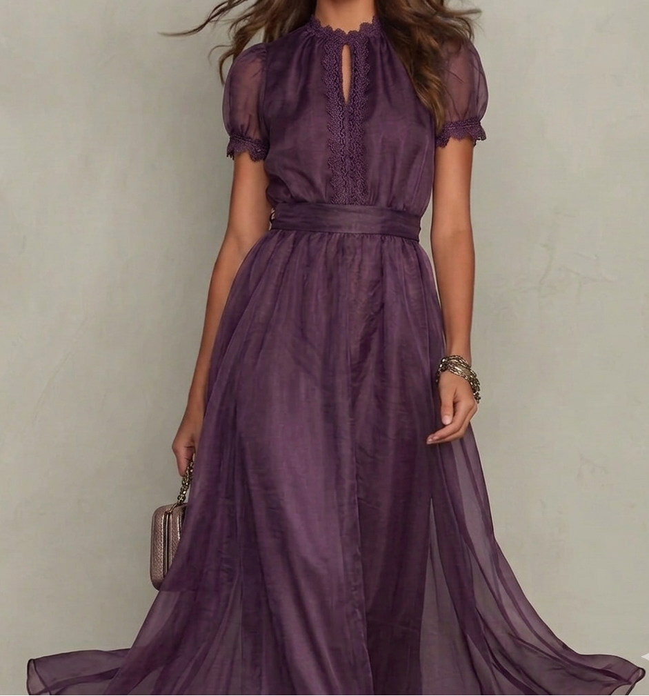 Natalia | Elegancka Sukienka Maxi z Koronkowymi Detalami
