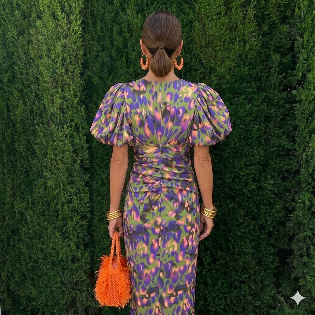Lily | Elegancka sukienka midi z bufiastymi rękawami