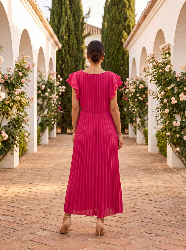 Stefania | Elegancka Plisowana Sukienka Maxi