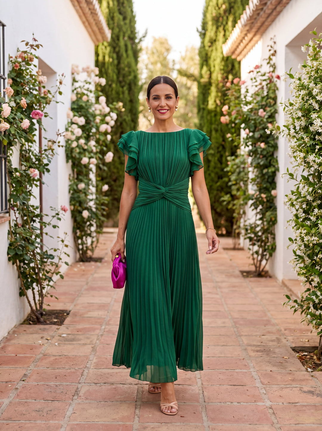 Stefania | Elegancka Plisowana Sukienka Maxi