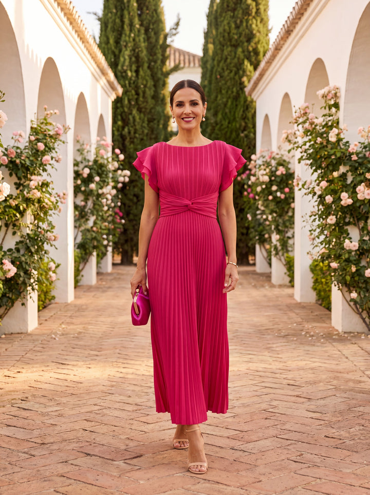 Stefania | Elegancka Plisowana Sukienka Maxi