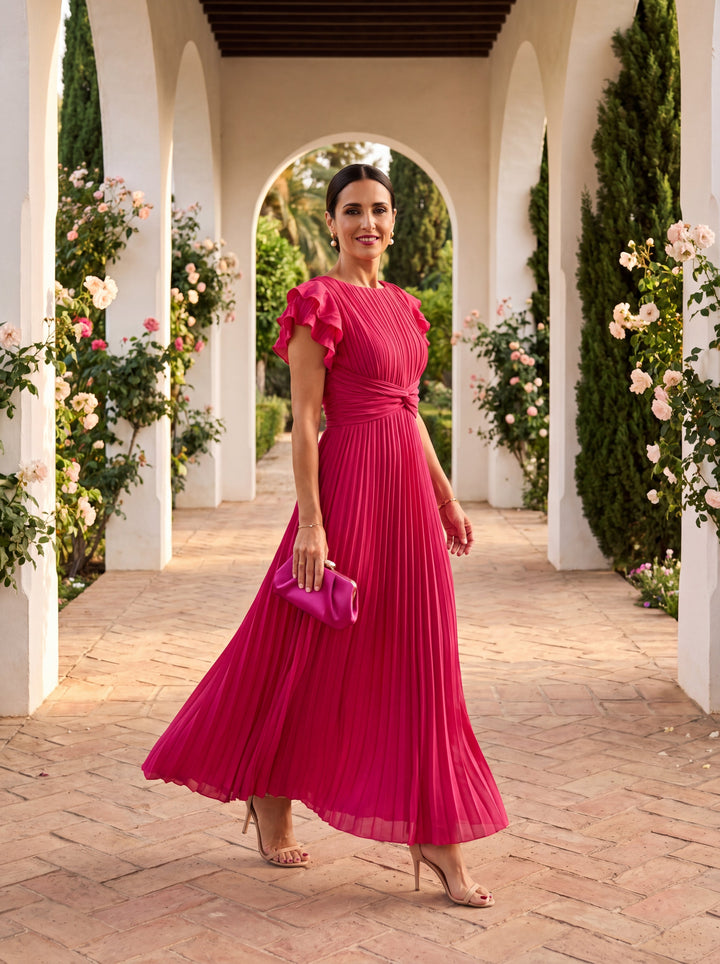 Stefania | Elegancka Plisowana Sukienka Maxi