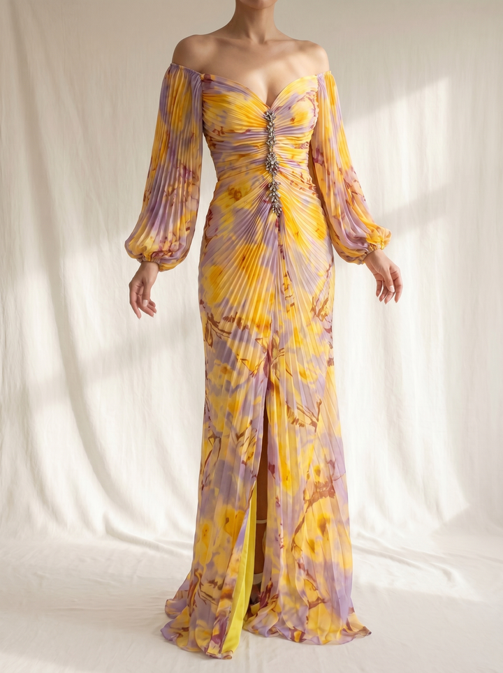 Melania | Plisowana Sukienka Maxi