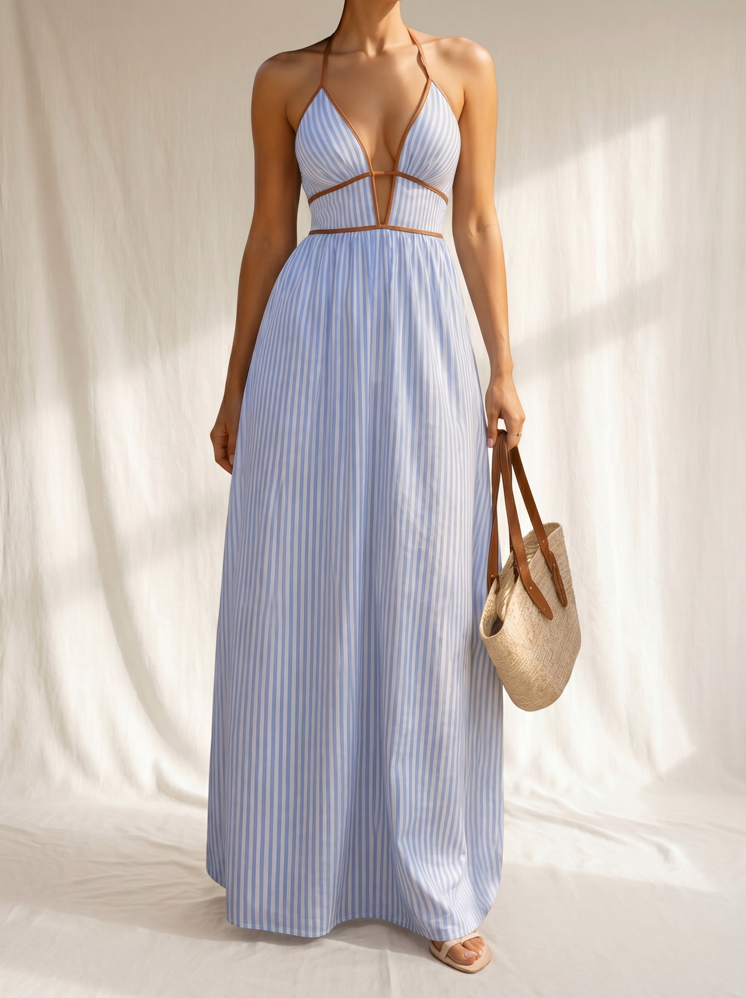 Liliana | Sukienka Maxi w Paski
