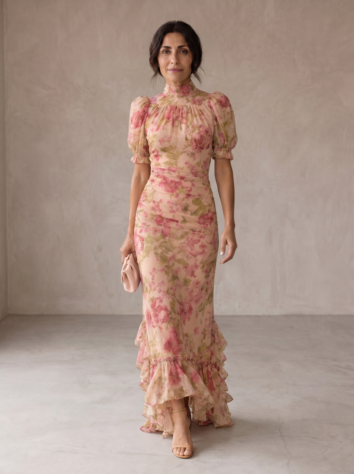 Róża | Elegancka Sukienka Maxi w Kwiaty