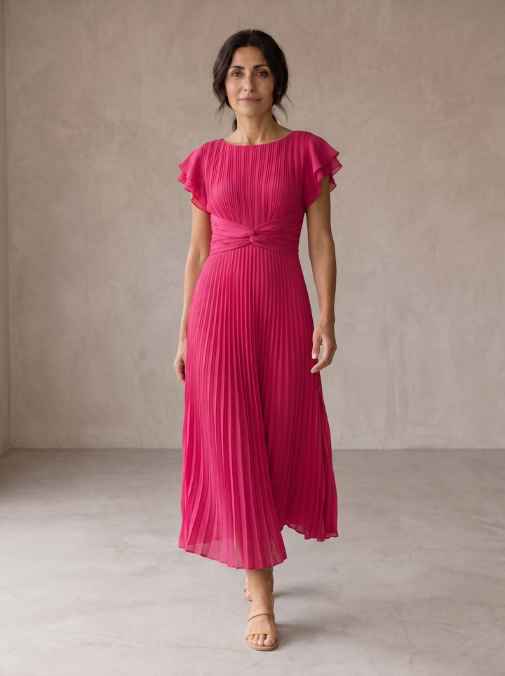 Stefania | Elegancka Plisowana Sukienka Maxi